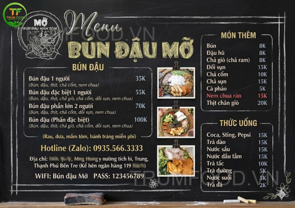 Trang trí thêm hoa văn đơn giản giúp menu đẹp mắt hơn