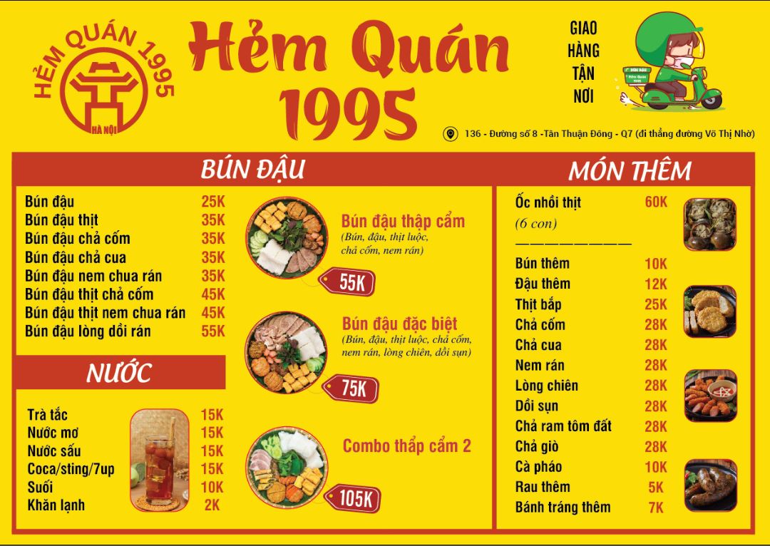 menu bún đậu đẹp