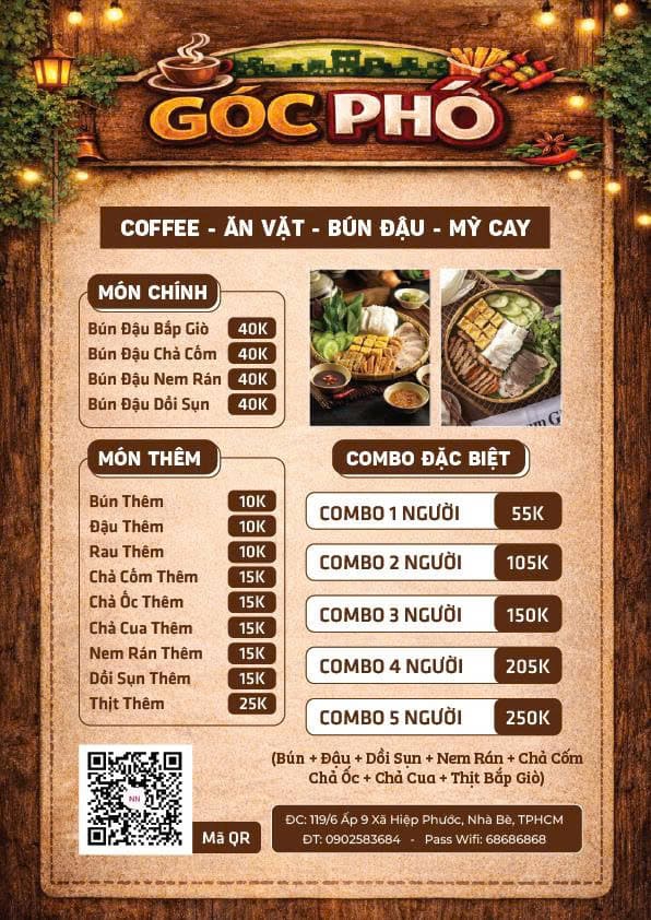 mẫu menu quán bún đậu mắm tôm